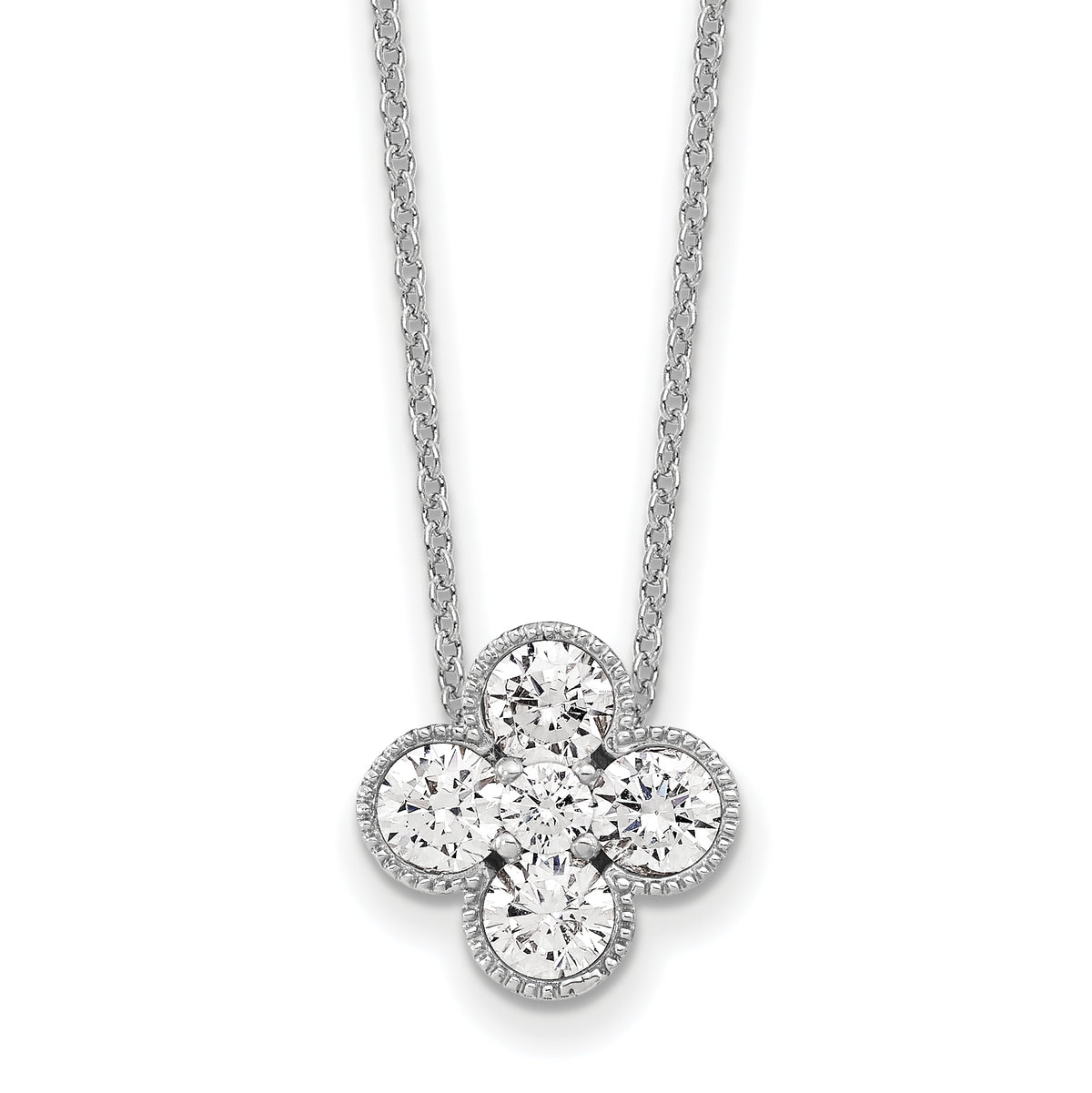 Lab Grown Diamond Bloom Pendant Necklace - 14k White Gold / 1 ctw. / VS+ F+