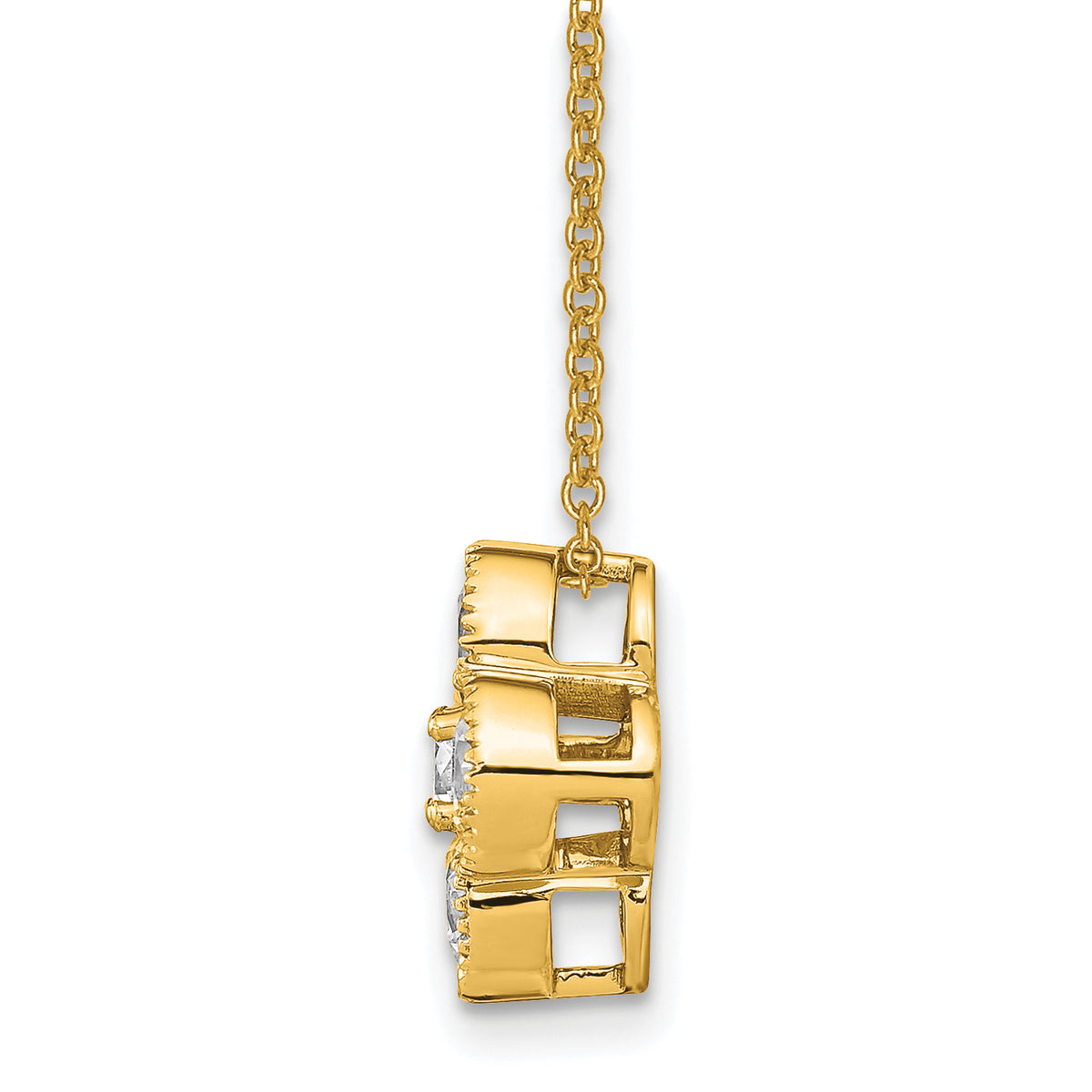 Lab Grown Diamond Bloom Pendant Necklace - 14k Yellow Gold / 1 ctw. / VS+ F+