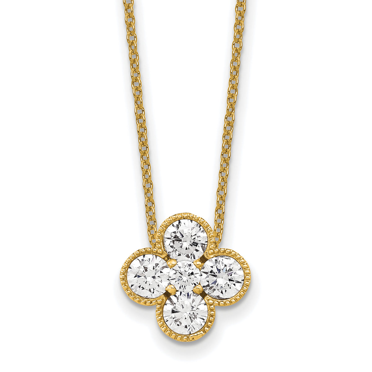 Lab Grown Diamond Bloom Pendant Necklace - 14k Yellow Gold / 1 ctw. / VS+ F+