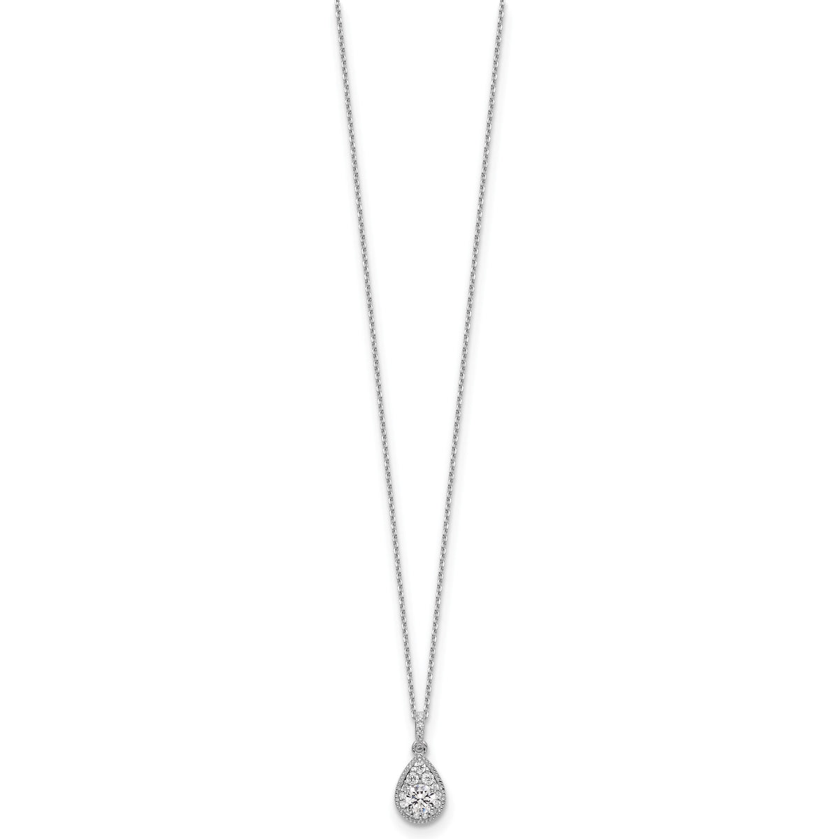 Gold Lab Grown Diamond Pear Shape Cluster Pendant Necklace - 14k White Gold