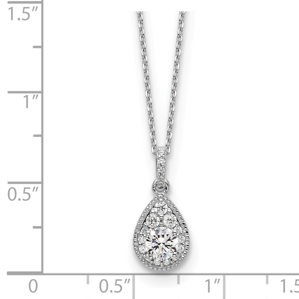 Gold Lab Grown Diamond Pear Shape Cluster Pendant Necklace - 14k White Gold