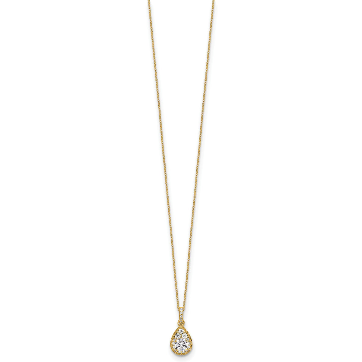 Gold Lab Grown Diamond Pear Shape Cluster Pendant Necklace - 14k Yellow Gold