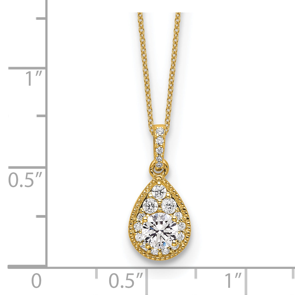 Gold Lab Grown Diamond Pear Shape Cluster Pendant Necklace - 14k Yellow Gold