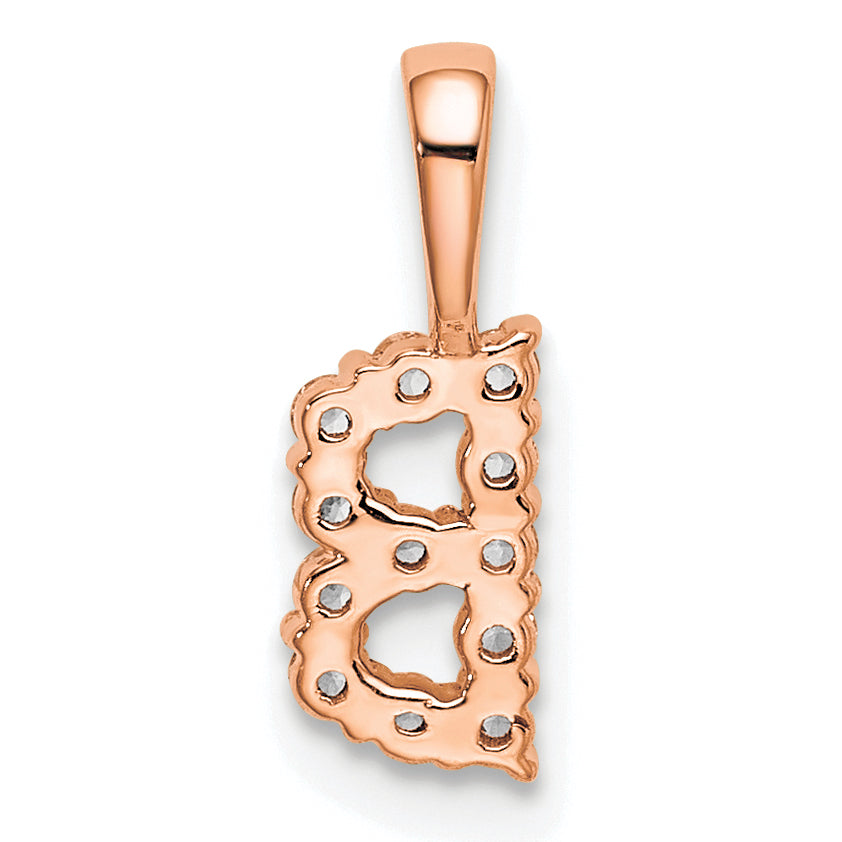 Diamond Initial Pendant - B / 14k Rose Gold / Diamond