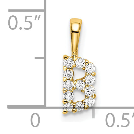 Diamond Initial Pendant - B / 14k Yellow Gold / Diamond