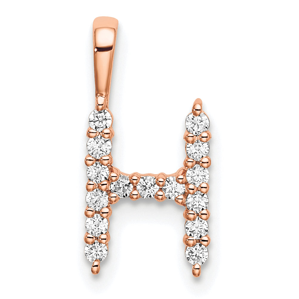 Diamond Initial Pendant - H / 14k Rose Gold / Diamond