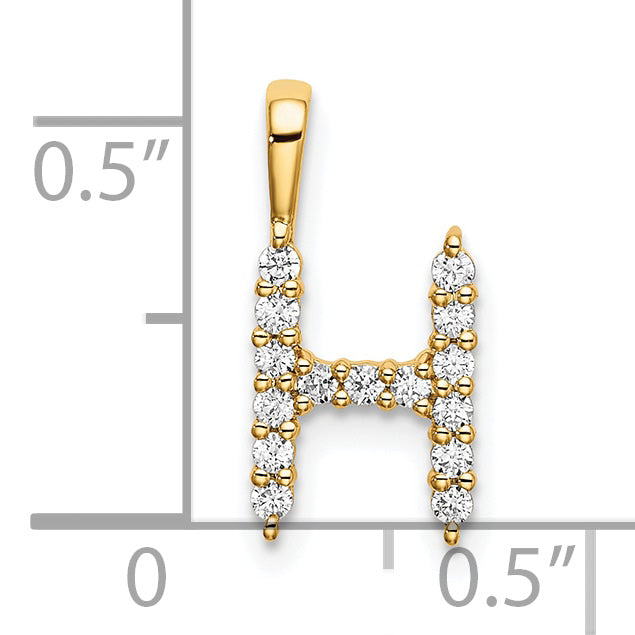 Diamond Initial Pendant - H / 14k Yellow Gold / Diamond