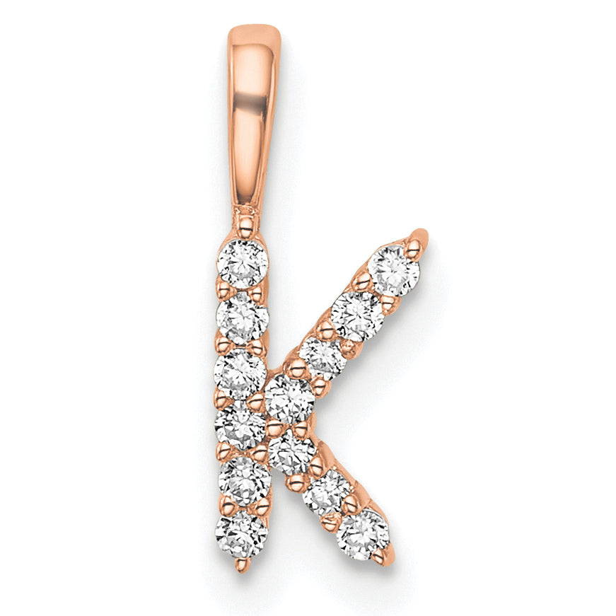Small Diamond Initial Pendant - K / 14k Rose Gold / Natural Diamond