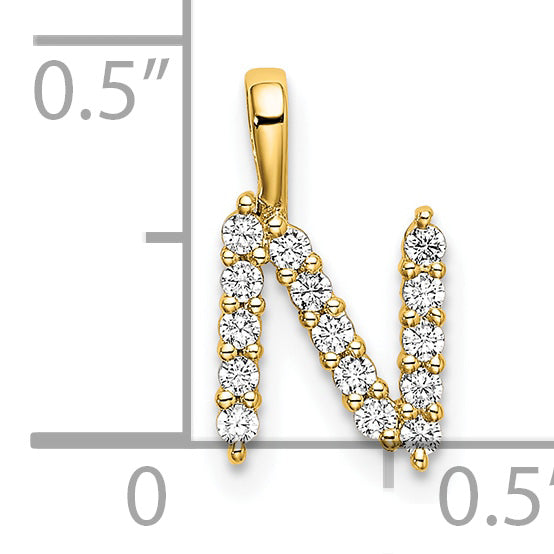 Diamond Initial Pendant - N / 14k Yellow Gold / Diamond