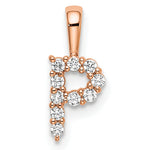 Diamond Initial Pendant - P / 14k Rose Gold / Diamond