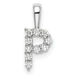 Small Diamond Initial Pendant - P / 14k White Gold / Natural Diamond