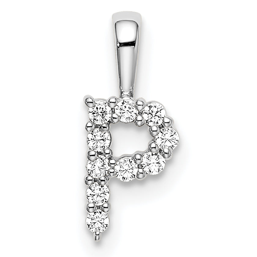 Small Diamond Initial Pendant - P / 14k White Gold / Natural Diamond
