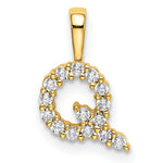 Small Diamond Initial Pendant - Q / 14k Yellow Gold / Lab-Grown Diamond