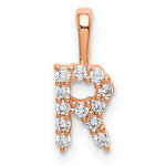 Diamond Initial Pendant - R / 14k Rose Gold / Diamond