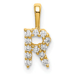 Small Diamond Initial Pendant - R / 14k Yellow Gold / Natural Diamond