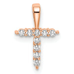 Diamond Initial Pendant - T / 14k Rose Gold / Diamond