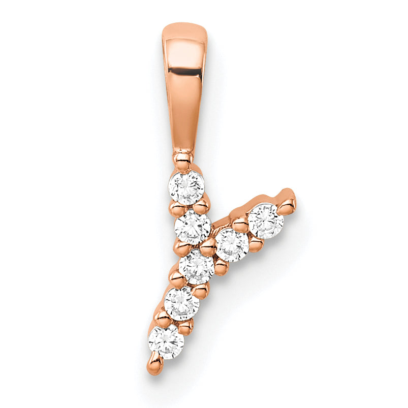 Diamond Initial Pendant - Y / 14k Rose Gold / Diamond