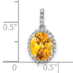 Oval Gemstone and Diamond Halo Pendant - Yellow Citrine