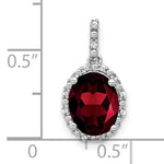 Oval Gemstone and Diamond Halo Pendant - Red Garnet