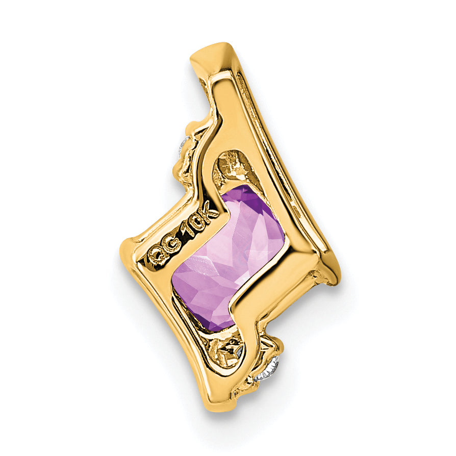 Cushion Gemstone & Diamond Chain Slide - 10k Yellow Gold / Amethyst
