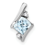 Cushion Gemstone & Diamond Chain Slide - 10k White Gold / Aquamarine