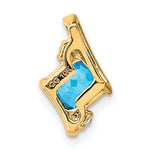 Cushion Gemstone & Diamond Chain Slide - 10k Yellow Gold / Swiss Blue Topaz