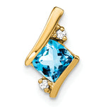 Cushion Gemstone & Diamond Chain Slide - 10k Yellow Gold / Swiss Blue Topaz