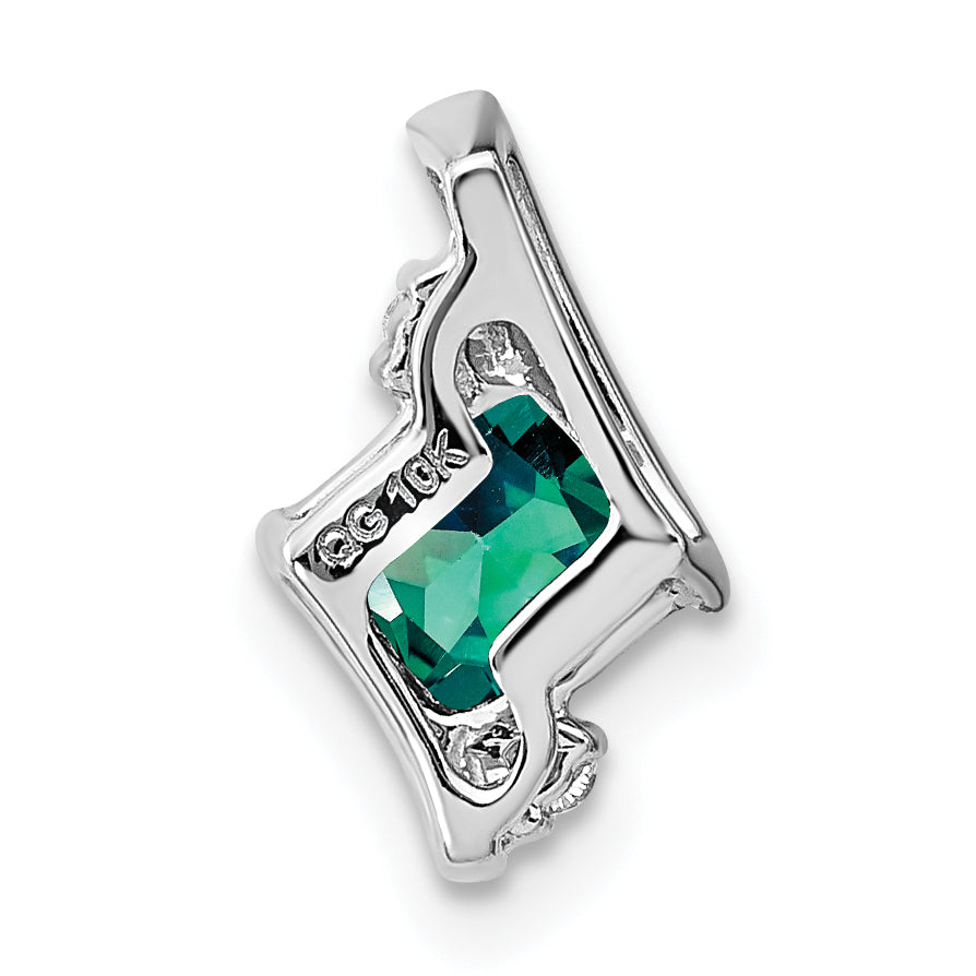 Cushion Gemstone & Diamond Chain Slide - 10k White Gold / Alexandrite, Lab Created