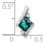 Cushion Gemstone & Diamond Chain Slide - 10k White Gold / Alexandrite, Lab Created