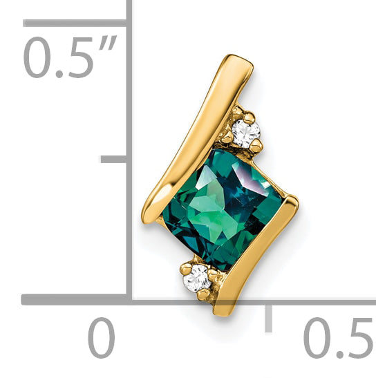 Cushion Gemstone & Diamond Chain Slide - 10k Yellow Gold / Alexandrite, Lab Created