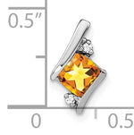 Cushion Gemstone & Diamond Chain Slide - 10k White Gold / Citrine