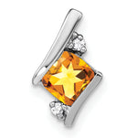 Cushion Gemstone & Diamond Chain Slide - 14k White Gold / Citrine