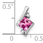 Cushion Gemstone & Diamond Chain Slide - 14k White Gold / Sapphire (Colors), Lab Created