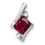 Cushion Gemstone & Diamond Chain Slide - 10k White Gold / Ruby, Lab Created