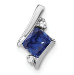 Cushion Gemstone & Diamond Chain Slide - 10k White Gold / Sapphire, Lab Created