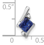 Cushion Gemstone & Diamond Chain Slide - 14k White Gold / Sapphire, Lab Created