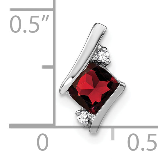Cushion Gemstone & Diamond Chain Slide - 14k White Gold / Garnet