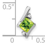 Cushion Gemstone & Diamond Chain Slide - 10k White Gold / Peridot