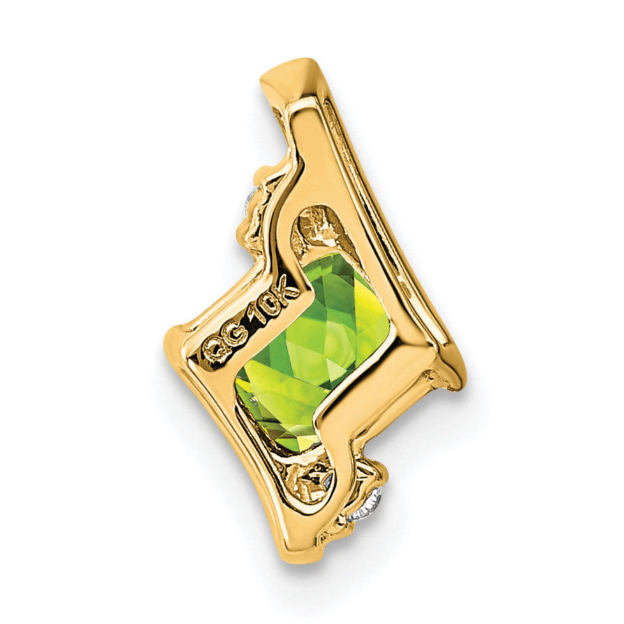 Cushion Gemstone & Diamond Chain Slide - 10k Yellow Gold / Peridot