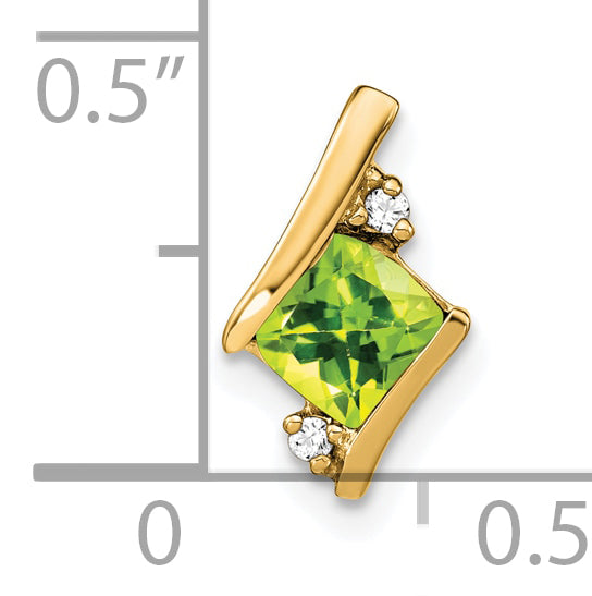 Cushion Gemstone & Diamond Chain Slide - 10k Yellow Gold / Peridot