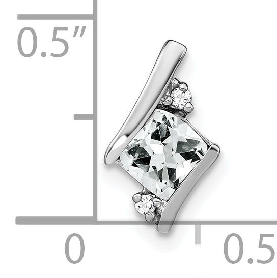 Cushion Gemstone & Diamond Chain Slide - 10k White Gold / White Topaz
