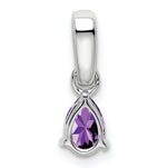 Pear Gemstone & Diamond Pendant - 14k White Gold / Purple Amethyst