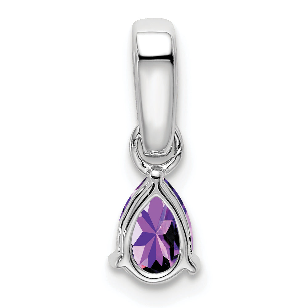Pear Gemstone & Diamond Pendant - 14k White Gold / Purple Amethyst
