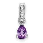 Pear Gemstone & Diamond Pendant - 14k White Gold / Purple Amethyst
