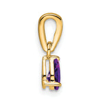 Pear Gemstone & Diamond Pendant - 14k Yellow Gold / Purple Amethyst