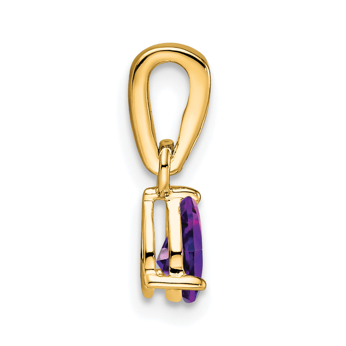 Pear Gemstone & Diamond Pendant - 14k Yellow Gold / Purple Amethyst