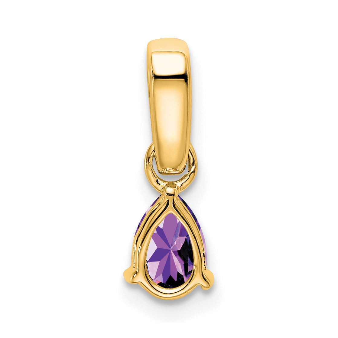 Pear Gemstone & Diamond Pendant - 14k Yellow Gold / Purple Amethyst