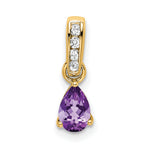 Pear Gemstone & Diamond Pendant - 14k Yellow Gold / Purple Amethyst