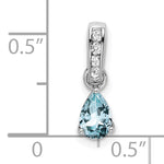 Pear Gemstone & Diamond Pendant - 14k White Gold / Blue Aquamarine