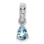 Pear Gemstone & Diamond Pendant - 14k White Gold / Blue Aquamarine